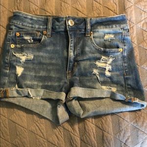 AE Hi-Rise Shortie with distressed denim